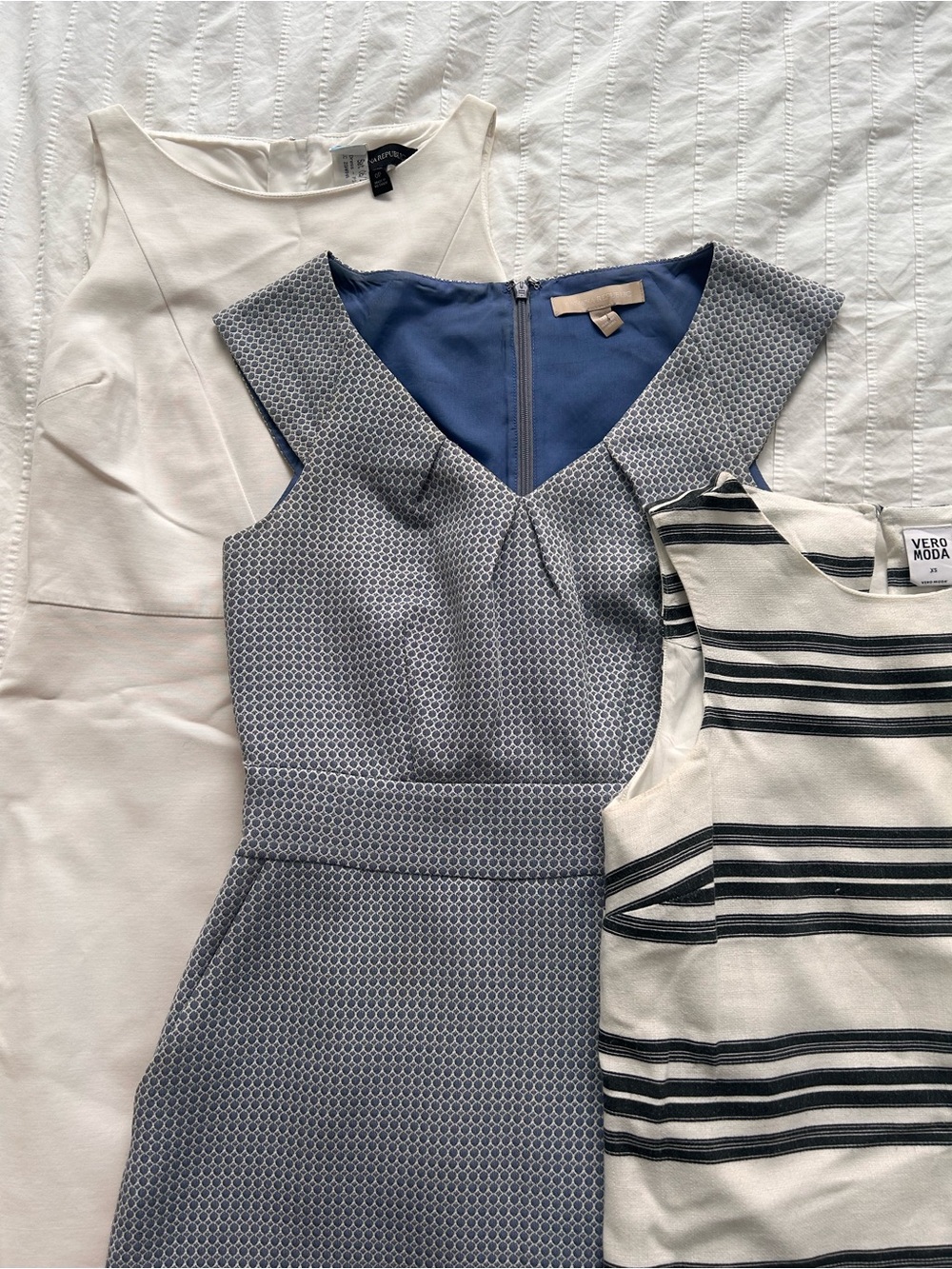 Banana Republic Blue Textured V-Neck Midi Dress